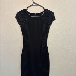 Iz Byer Black Sheath Mini Dress Cap Sleeve